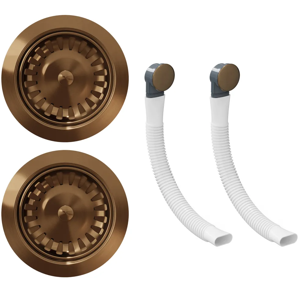 Butler & Rose Premium 90mm 1.5 & 2 Bowl Kitchen Sink Strainer Wastes with Two Round Overflows