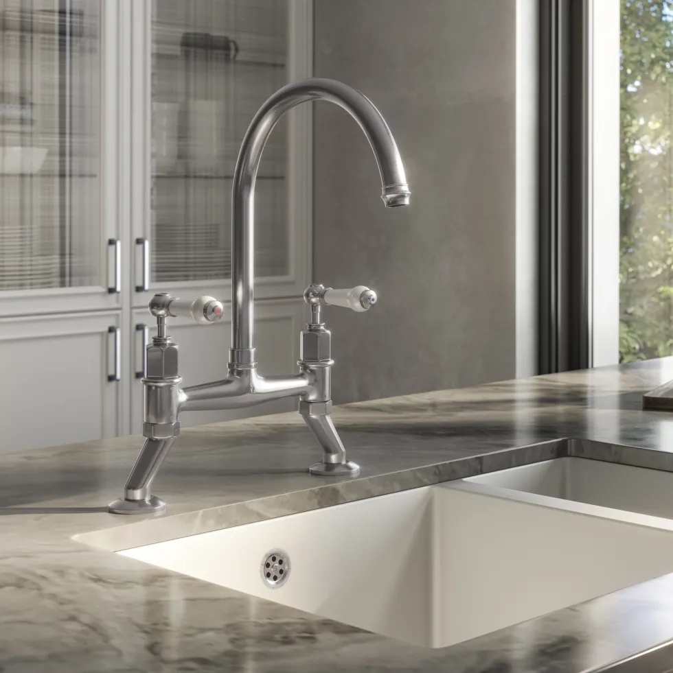 Butler & Rose Rosalyn Kitchen Bridge Kitchen Mixer Tap with Lever Handles