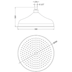 Butler & Rose Victoria 300mm Traditional Fixed Apron Shower Head & Arm