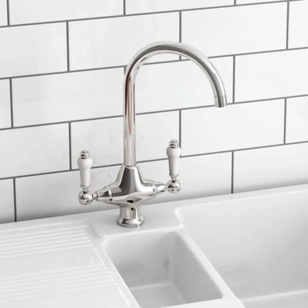 Butler & Rose Victoria Traditional Polished Chrome Mono Kitchen Mixer and Complete Filter Kit