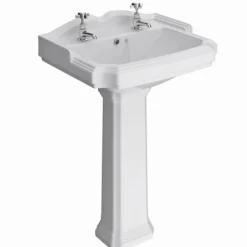 Butler & Rose Winston 580mm Full Pedestal & Basin - 2 Tap Hole