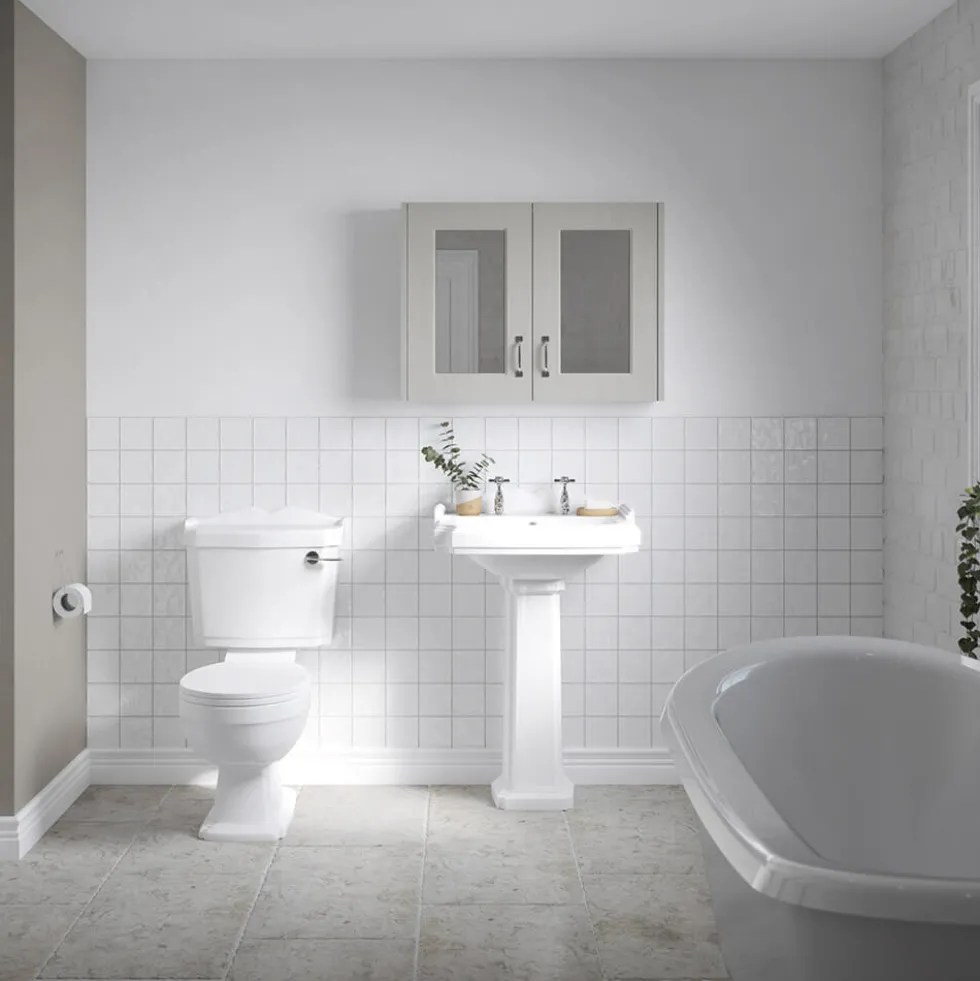Butler & Rose Winston 580mm Full Pedestal & Basin - 2 Tap Hole