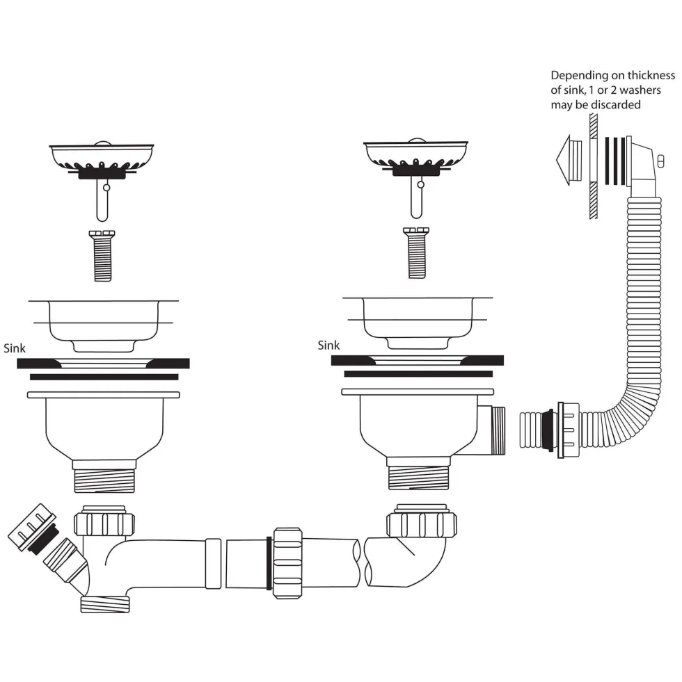 Caple Bowl Connection Kit and Stainless Steel Waste - Alternative Style