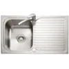 Caple Dove 1 Bowl Satin Stainless Steel Sink & Waste Kit with Reversible Drainer - 860 x 500mm