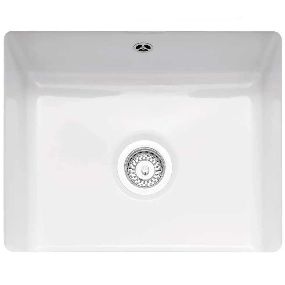Caple Ettra Single Bowl White Ceramic Undermount Kitchen Sink - 545 x 440mm