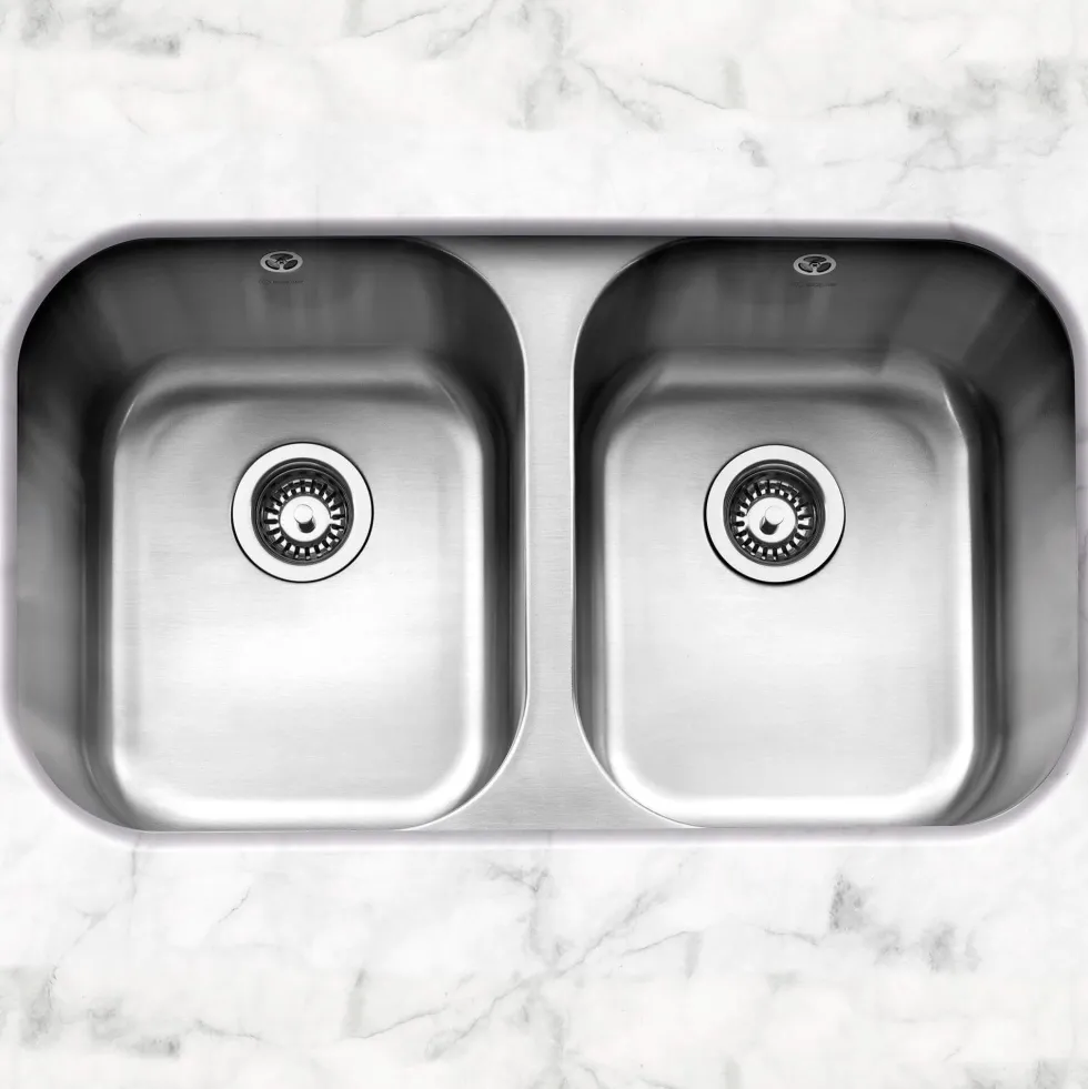 Caple Form 2 Bowl Undermount Satin Stainless Steel Sink & Waste Kit - 791 x 458mm