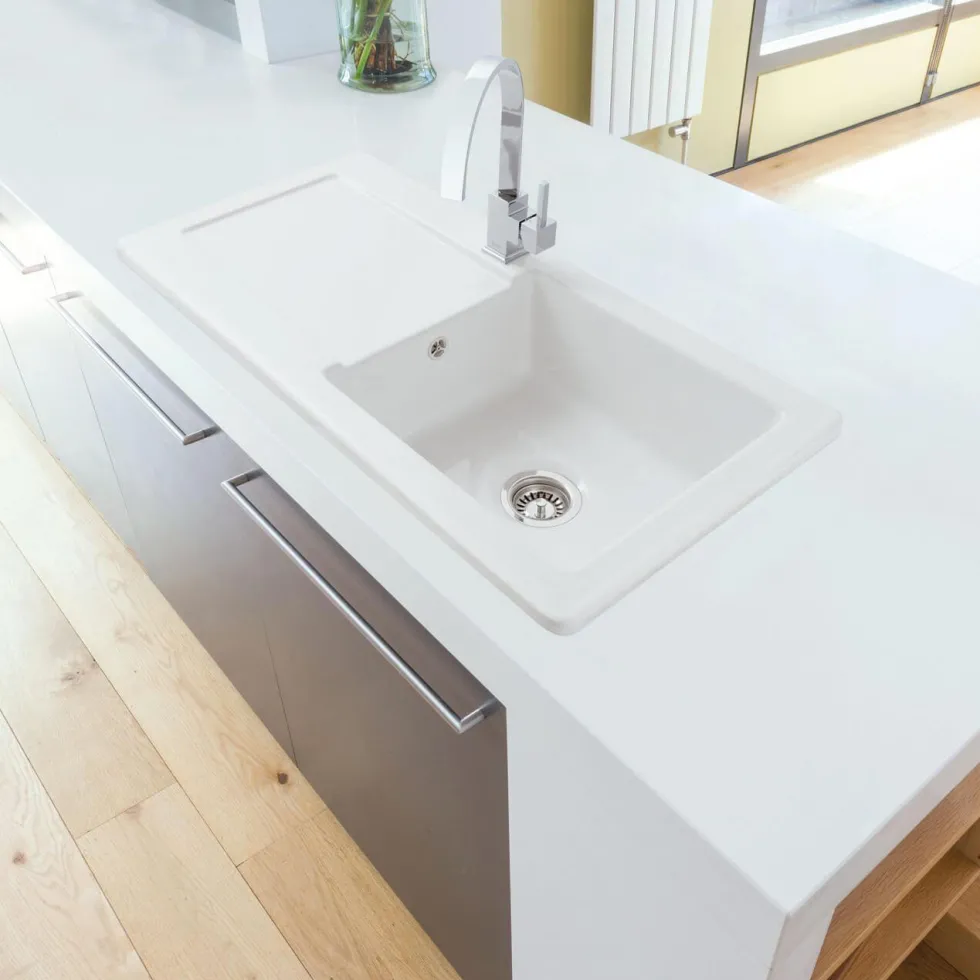 Caple Foxboro 1 Bowl White Ceramic Kitchen Sink with Reversible Drainer - 1000 x 500mm