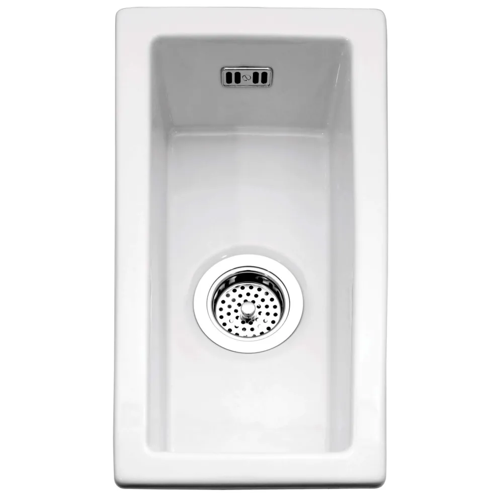 Caple Hampshire 0.5 Bowl Inset or Undermount White Ceramic Kitchen Sink - 250 x 475mm