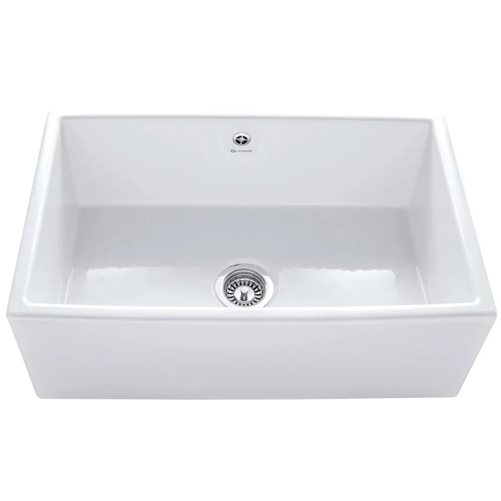 Caple Large Single Bowl Farmhouse White Ceramic Kitchen Sink - 762 x 457mm