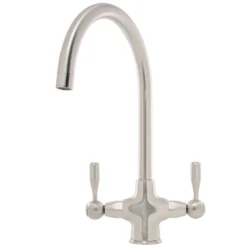 Caple Leval Traditional Twin Lever Mono Kitchen Mixer - Brushed Nickel
