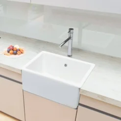 Caple Lingfield Single Bowl White Ceramic Inset Butler Sink - 620 x 470mm
