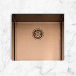 Caple Mode 1 Bowl Inset or Undermount Copper Brushed Stainless Steel Sink & Waste Kit - 490 x 440mm