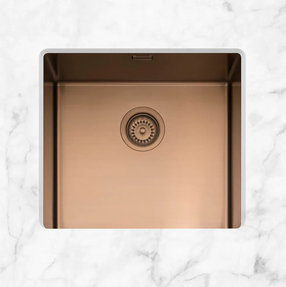 Caple Mode 1 Bowl Inset or Undermount Copper Brushed Stainless Steel Sink & Waste Kit - 490 x 440mm