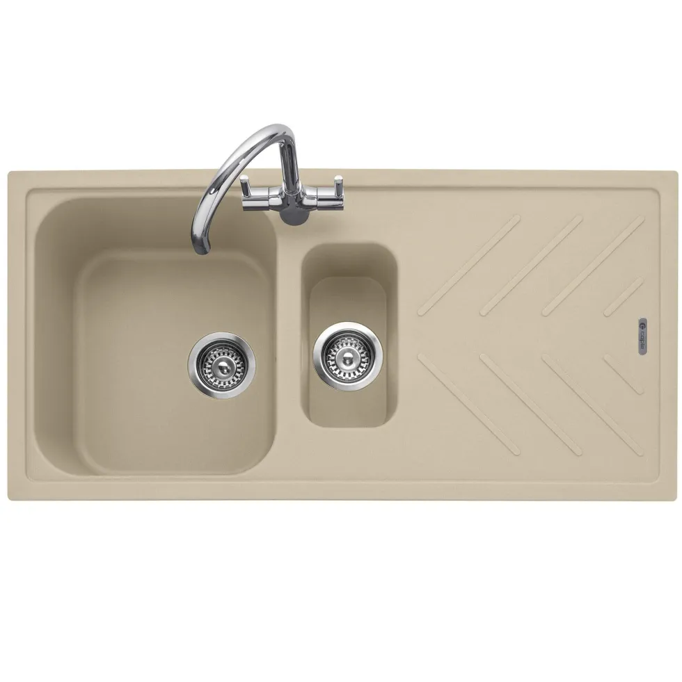 Caple Veis 1.5 Bowl Granite Composite Kitchen Sink & Waste Kit with Reversible Drainer - 1000 x 500mm