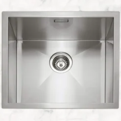 Caple Zero 1 Bowl Inset or Undermount Brushed Stainless Steel Sink & Waste Kit - 500 x 450mm