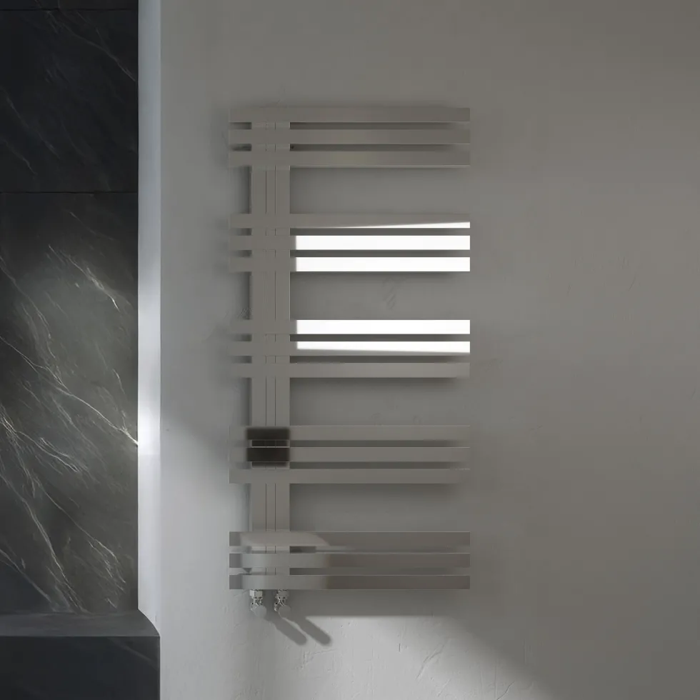 Carisa Alias Offset Stainless Steel Designer Heated Towel Rail - 1000 x 500mm