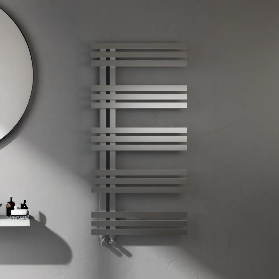 Carisa Alias Offset Stainless Steel Designer Heated Towel Rail - 1000 x 500mm