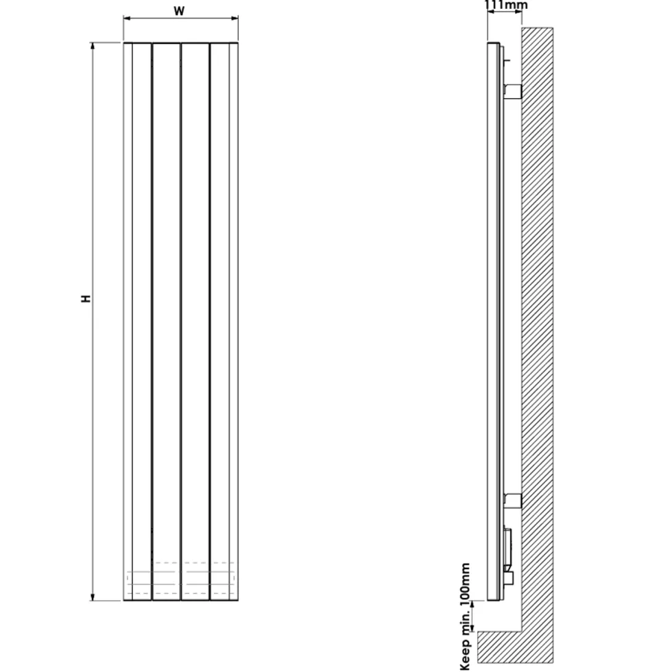 Carisa Boreas B Vertical Electric Single Panel Aluminium Radiator with Smart Wifi Thermostat