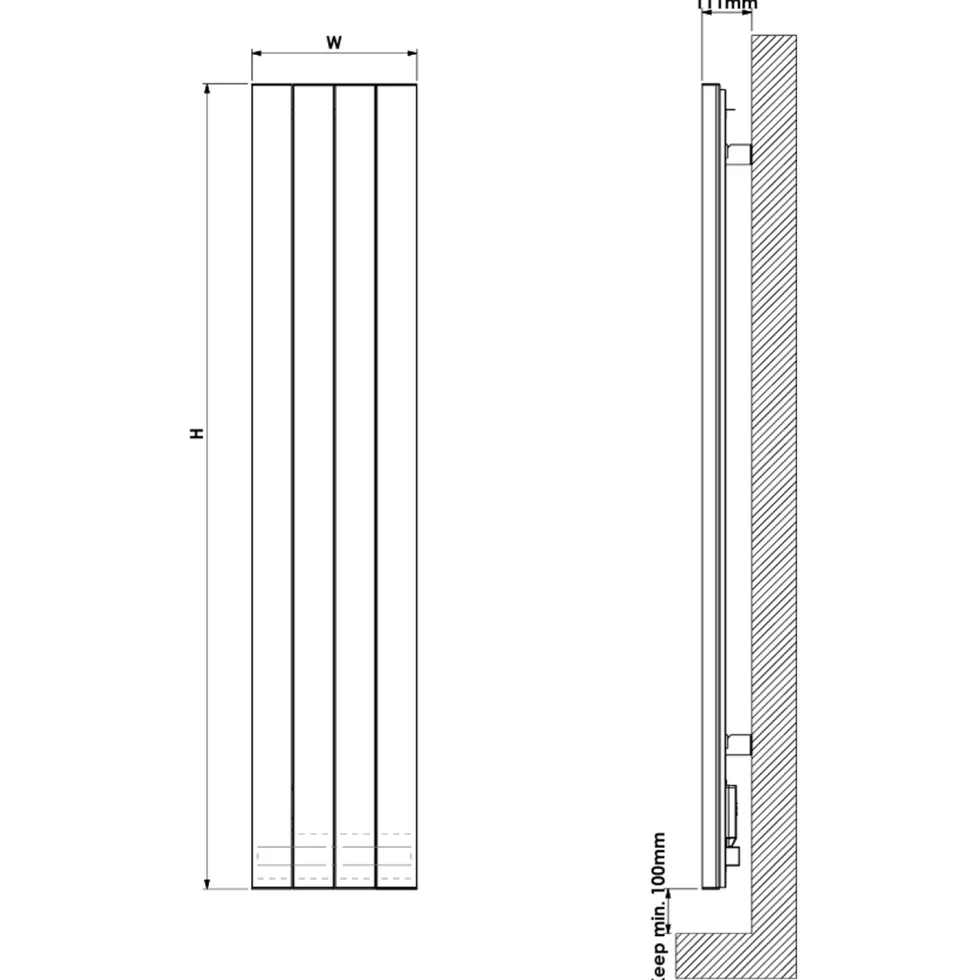 Carisa Boreas S Vertical Electric Single Panel Aluminium Radiator with Smart Wifi Thermostat