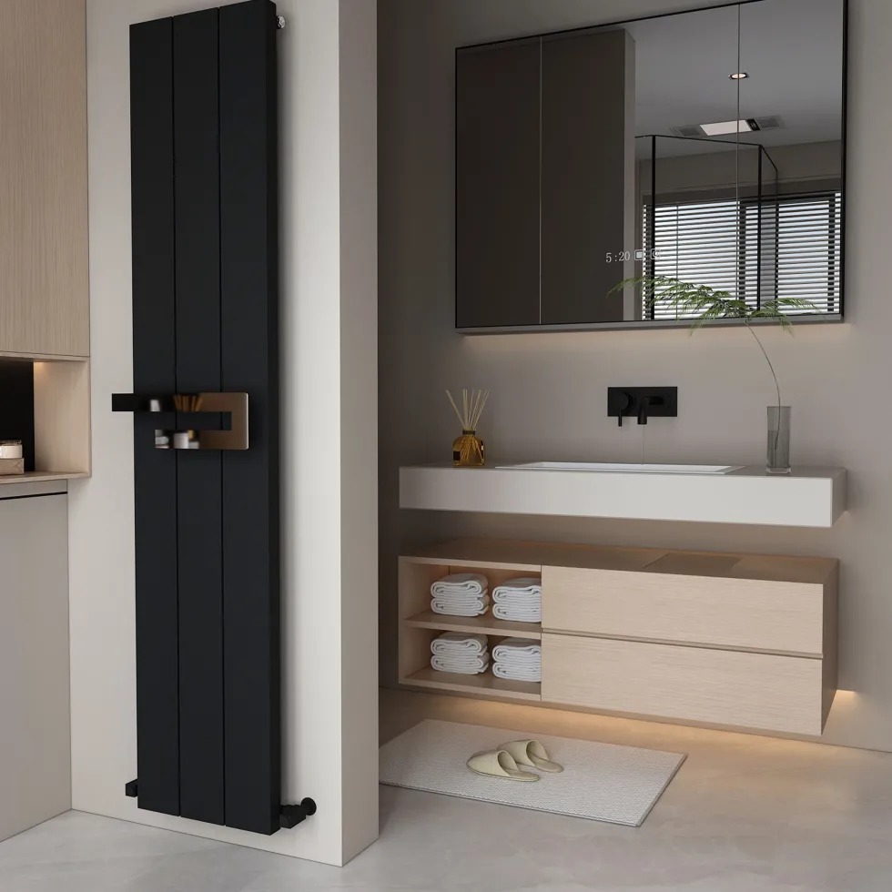 Carisa Elvino Bath Aluminium Vertical Radiator & Towel Rail