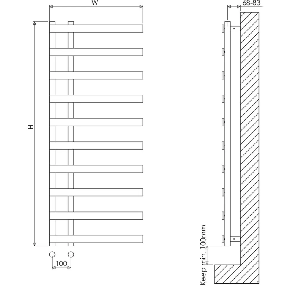 Carisa Floris Offset Ladder Steel Heated Towel Rail