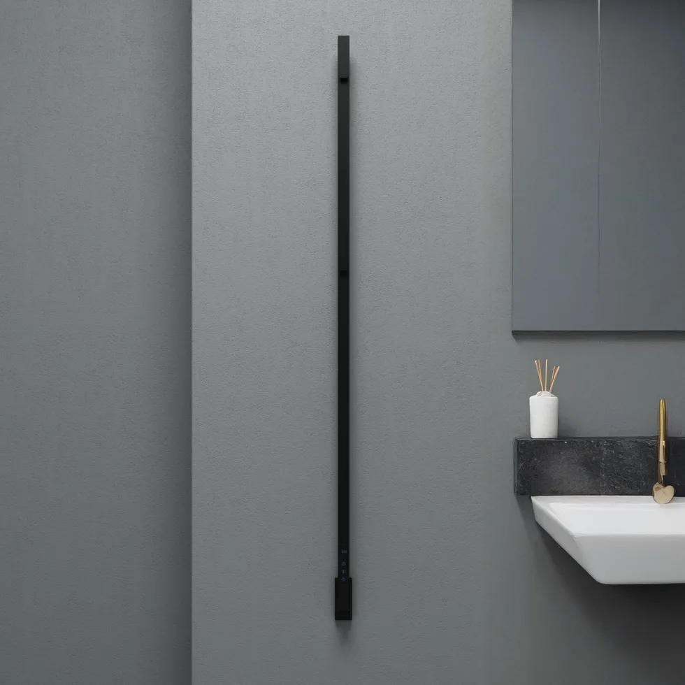Carisa Maxim Stainless Steel Single Square Electric Heated Towel Bar