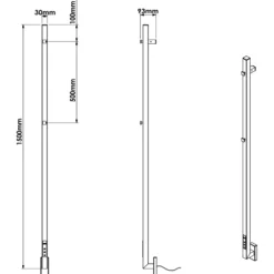Carisa Maxim Stainless Steel Single Square Electric Heated Towel Bar