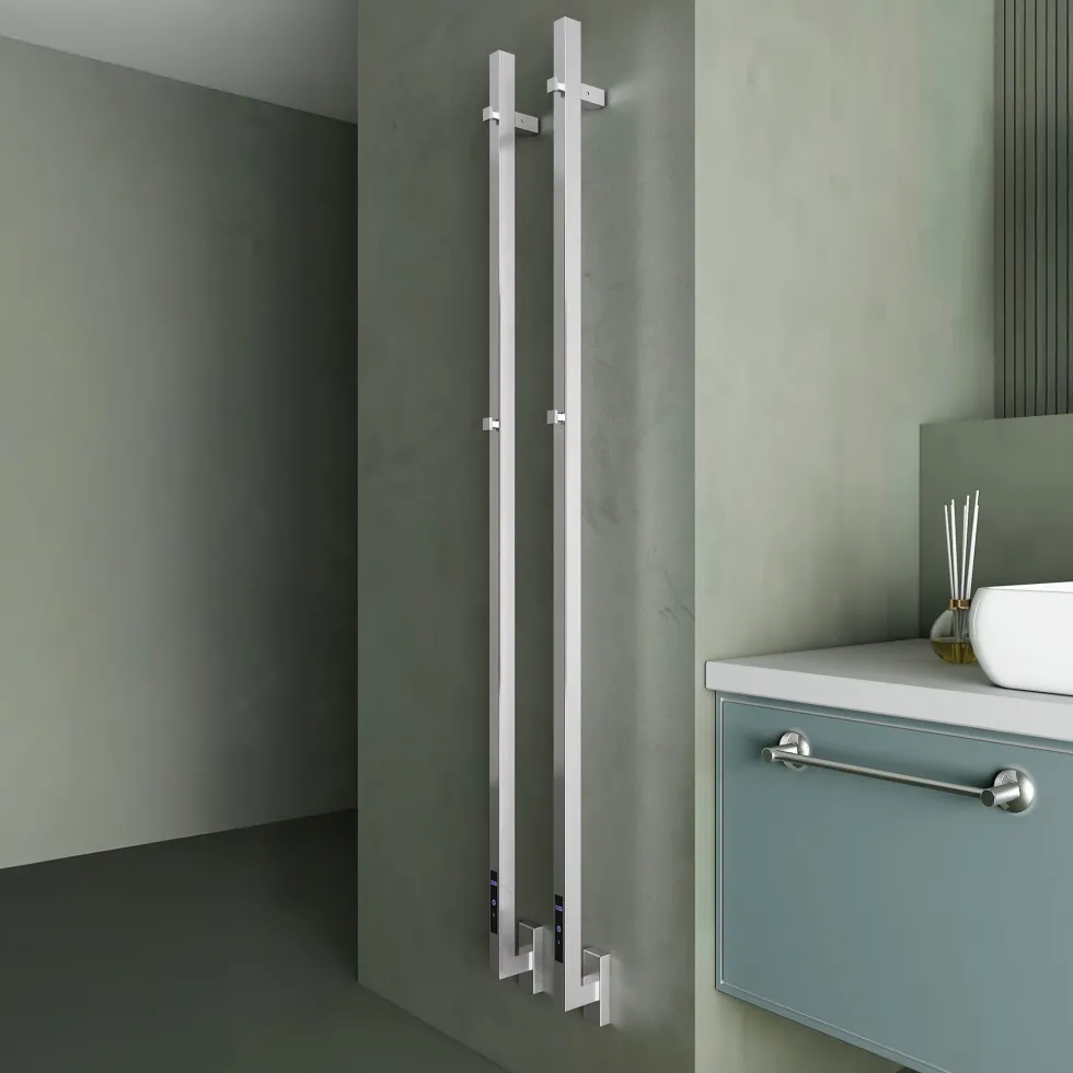 Carisa Maxim Stainless Steel Single Square Electric Heated Towel Bar