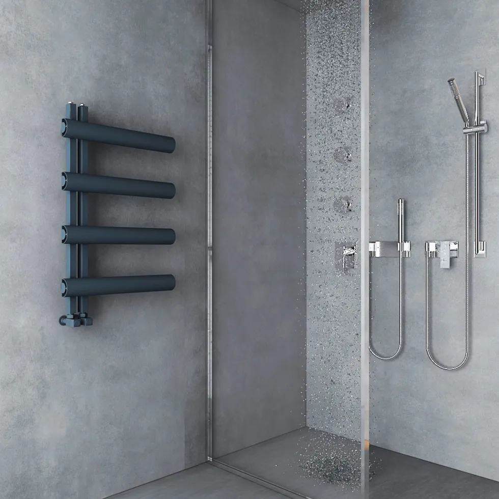 Carisa Moon L Offset Aluminium Heated Towel Rail