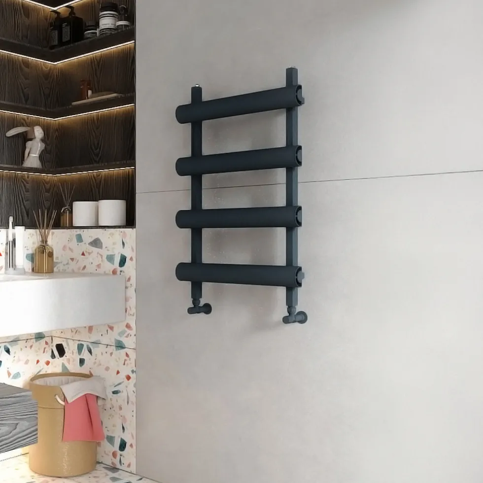 Carisa Moon Oval Panel Ladder Vertical Aluminium Heated Towel Rail