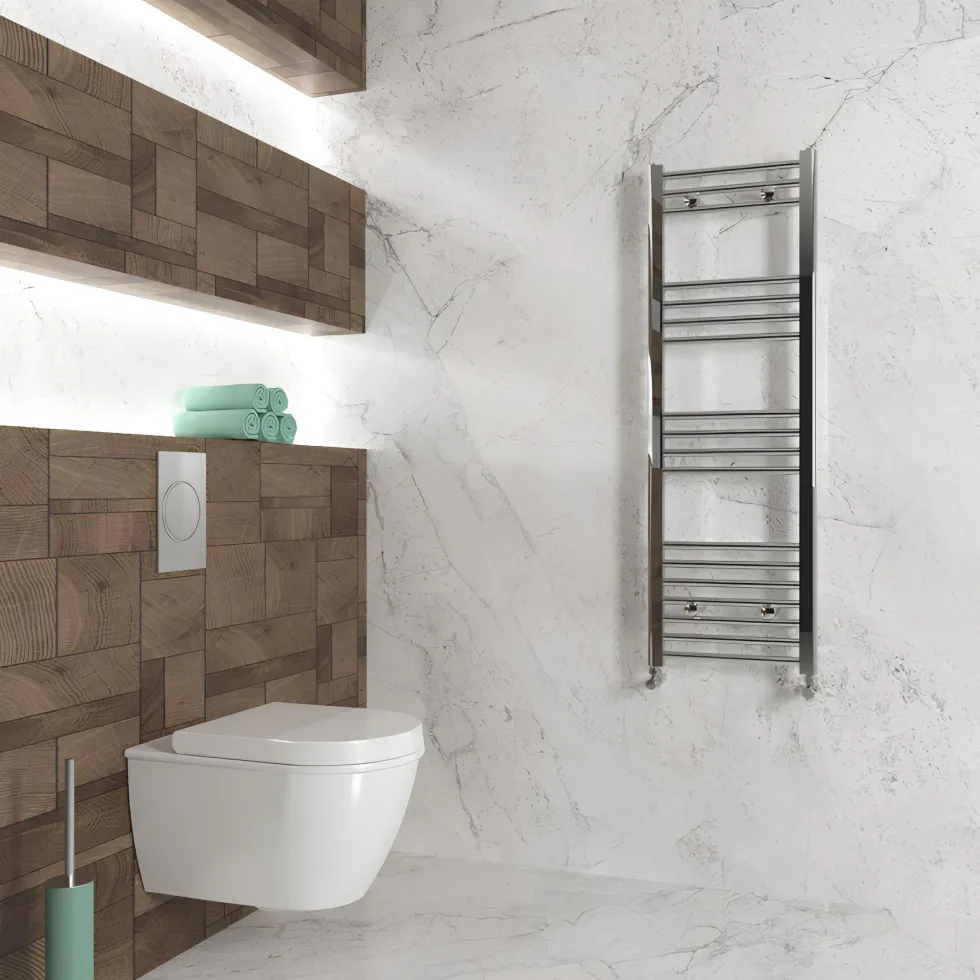 Carisa Nile Flat Vertical Steel Ladder Heated Towel Rail