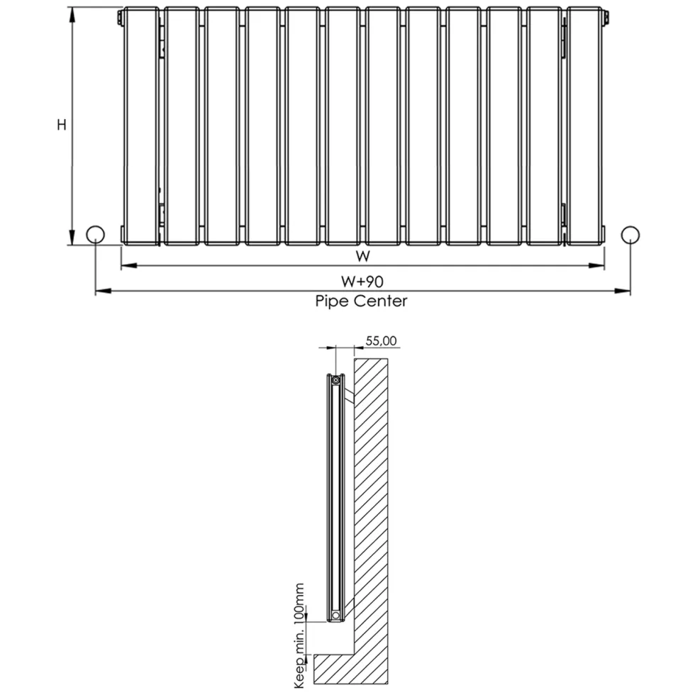 Carisa Plata Double Panel Horizontal Aluminium Radiator