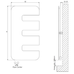 Carisa Rex Offset Single Panel Steel Designer Heated Towel Rail