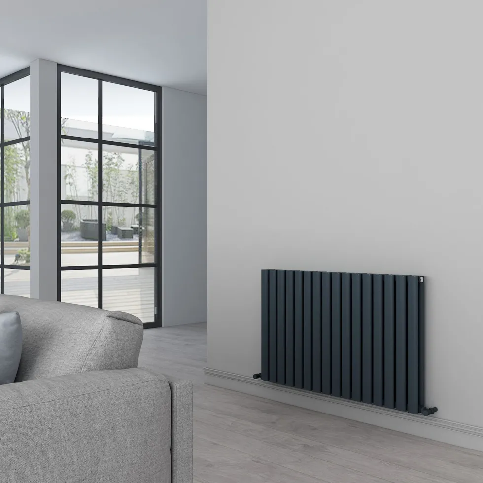 Carisa Tallis Oval Double Panel Horizontal Aluminium Radiator