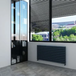 Carisa Tallis XL Oval Double Panel Horizontal Aluminium Radiator