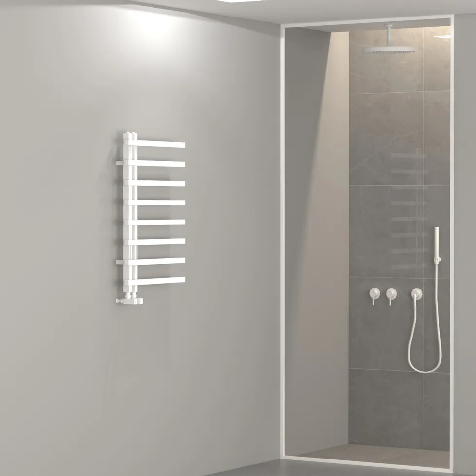 Carisa Terra L Offset Aluminium Heated Towel Rail