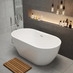 Carys Acrylic White Freestanding Bath - 1415 x 745mm