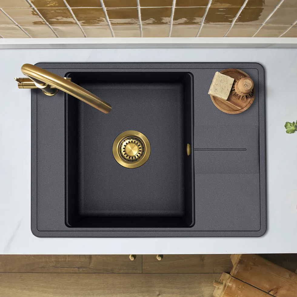 Clearwater Arina 1 Bowl Granite Composite Kitchen Sink with Reversible Drainer - 670 x 500mm