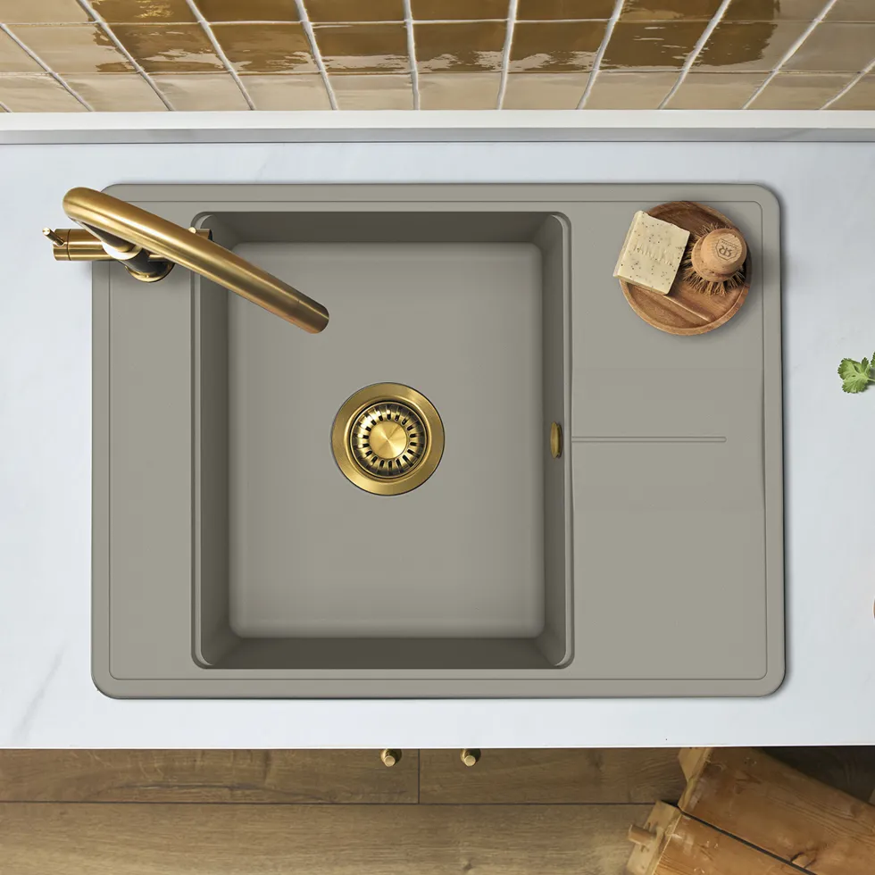 Clearwater Arina 1 Bowl Granite Composite Kitchen Sink with Reversible Drainer - 670 x 500mm