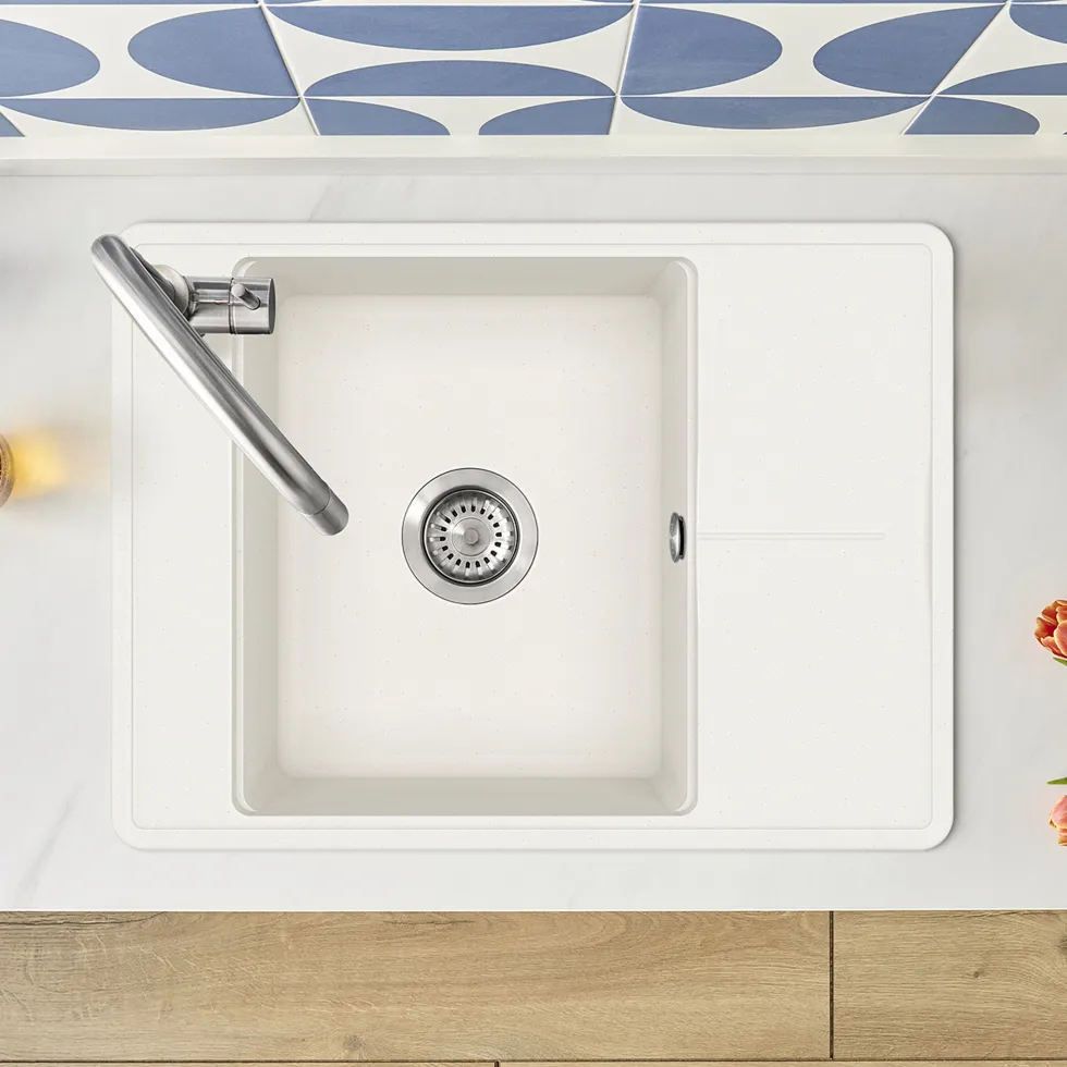 Clearwater Arina 1 Bowl Granite Composite Kitchen Sink with Reversible Drainer - 670 x 500mm