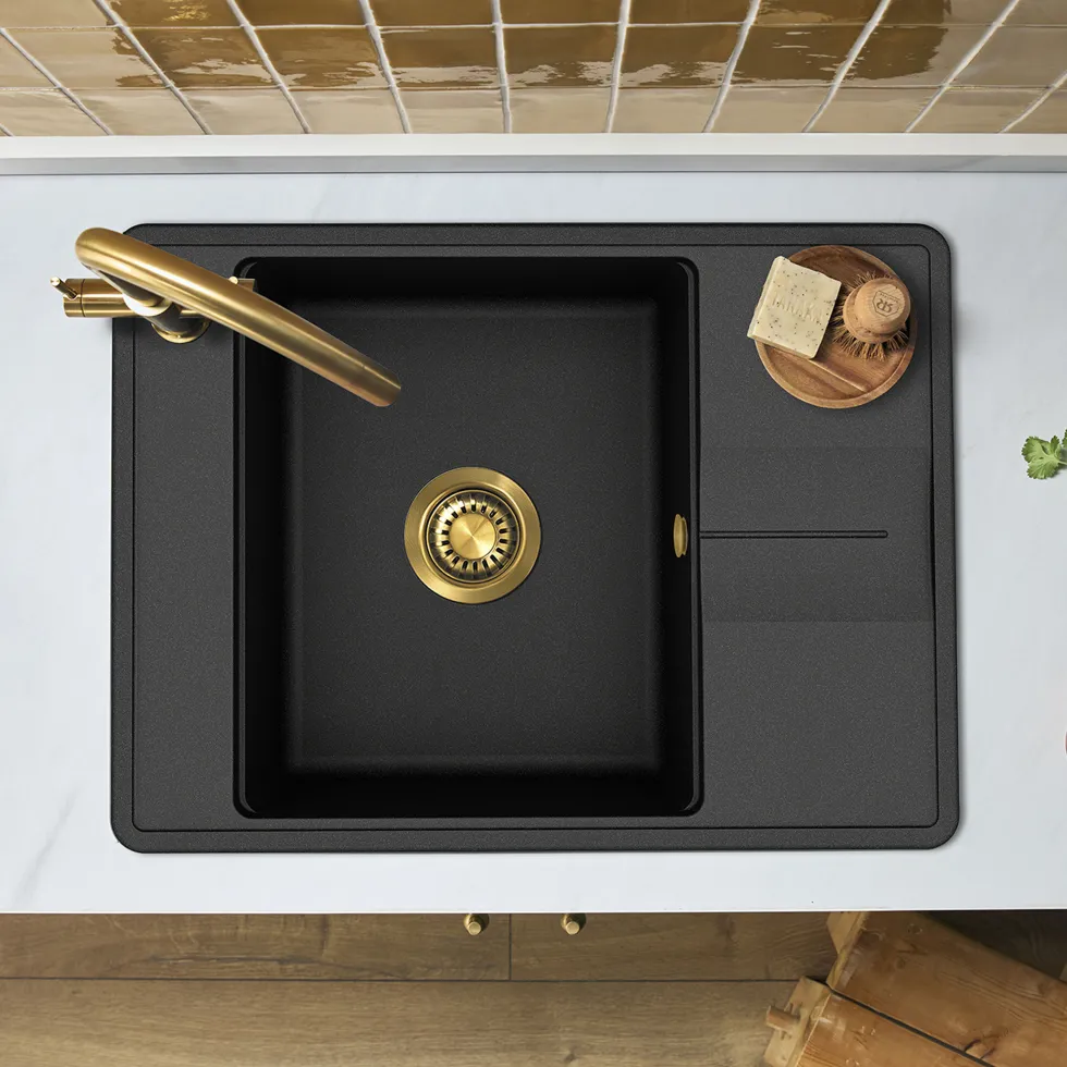 Clearwater Arina 1 Bowl Granite Composite Kitchen Sink with Reversible Drainer - 670 x 500mm