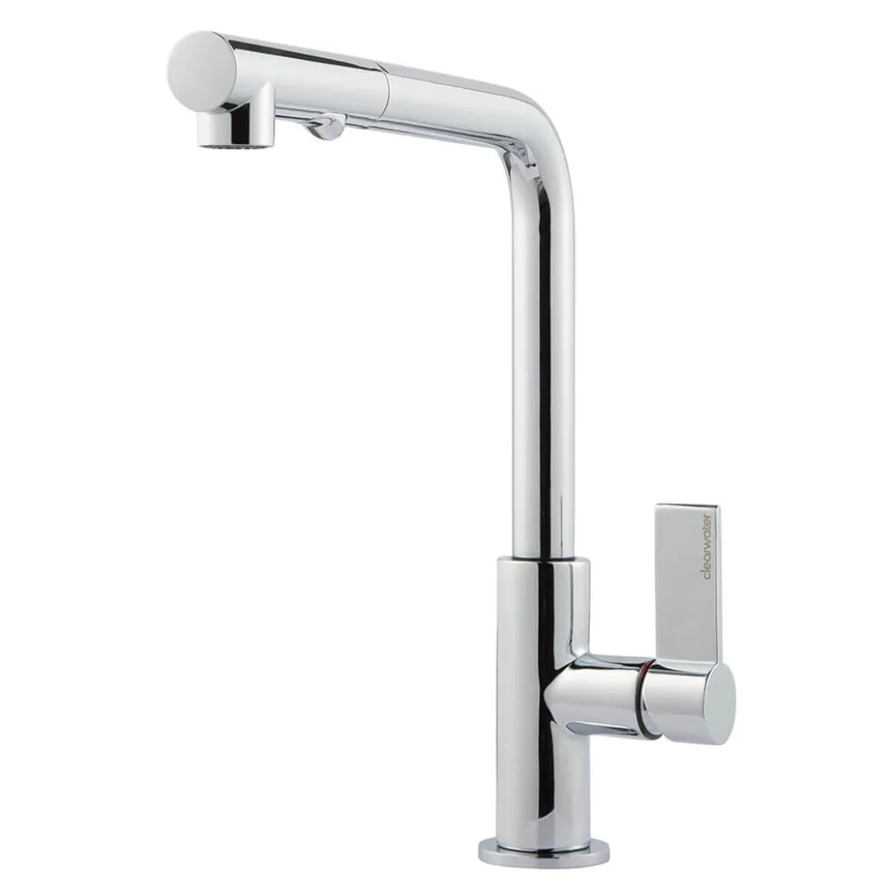 Clearwater Auriga Single Lever Mono Kitchen Tap With Pull Out Spray - Polished Chrome