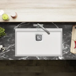 Clearwater Capri 1 Bowl Granite Composite Inset/Undermount Kitchen Sink - 740 x 455mm