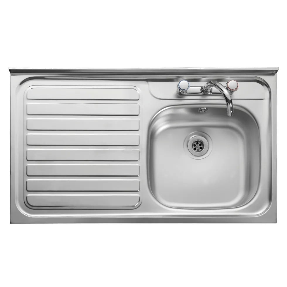 Clearwater Contract Lay-on Single Bowl Stainless Steel Sink with 2 Tap Holes & Square Front - 1000 x 600mm