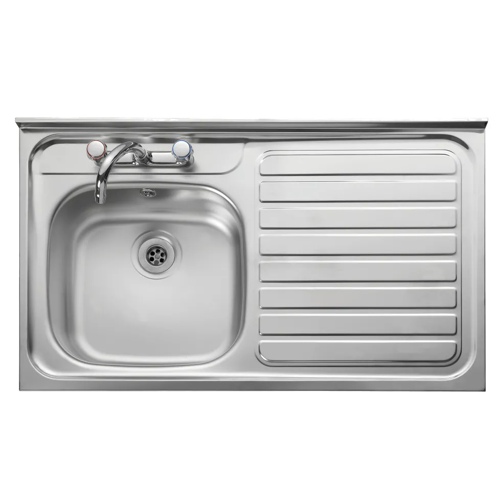 Clearwater Contract Lay-on Single Bowl Stainless Steel Sink with 2 Tap Holes & Square Front - 1000 x 600mm