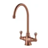 Clearwater Coriolis Traditional Twin Lever Mono Kitchen Mixer - Brushed Copper