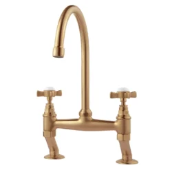 Clearwater Cottage Twin Crosshead Bridge Sink Mixer with Swivel Spout