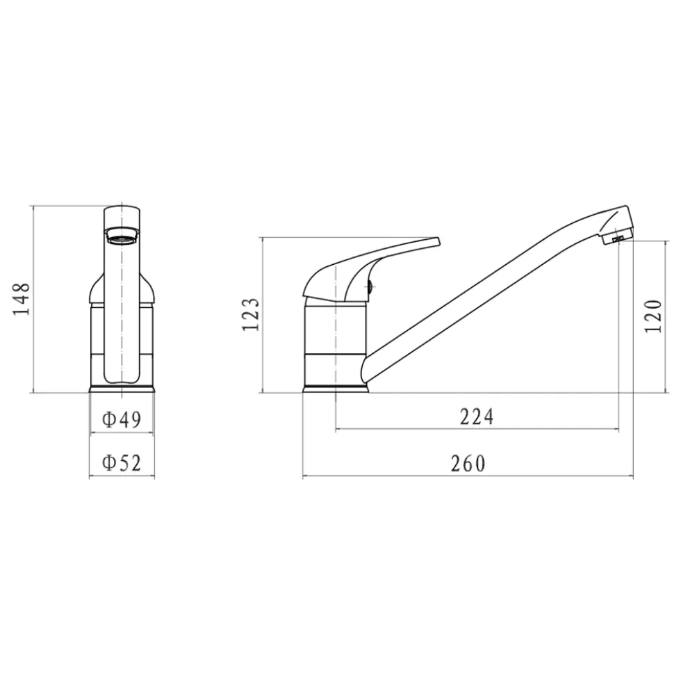 Clearwater Creta Single Lever Mono Sink Mixer with Swivel Spout