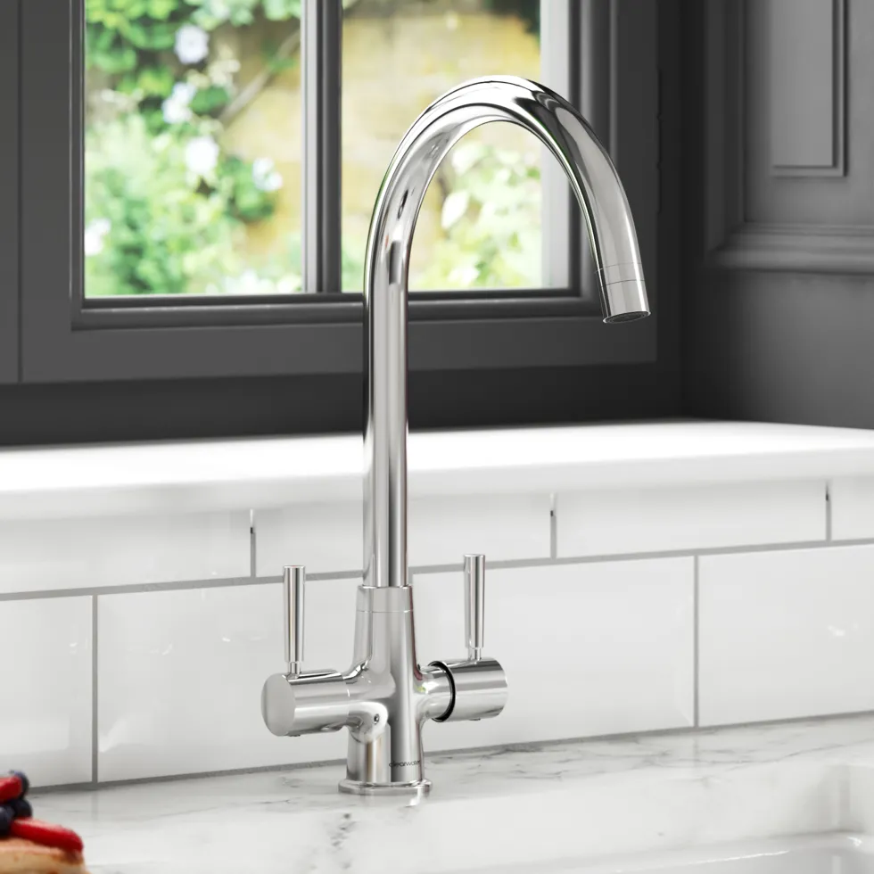 Clearwater Davina Twin Lever Mono Sink Mixer with Swivel Spout