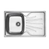 Clearwater Deep Blue Compact Single Bowl Brushed Stainless Steel sink & Waste with Reversible Drainer - 800 x 500mm